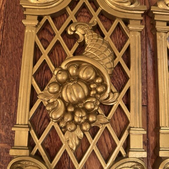 VTG Dart Homco Wall Plaques '71 Gold Lattice Hollywood Regency Plastic Decor USA - Picture 9 of 16